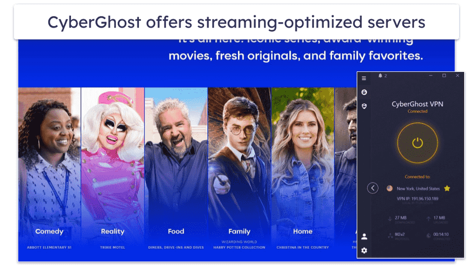 🥉3. CyberGhost VPN — Servers Optimized for Streaming