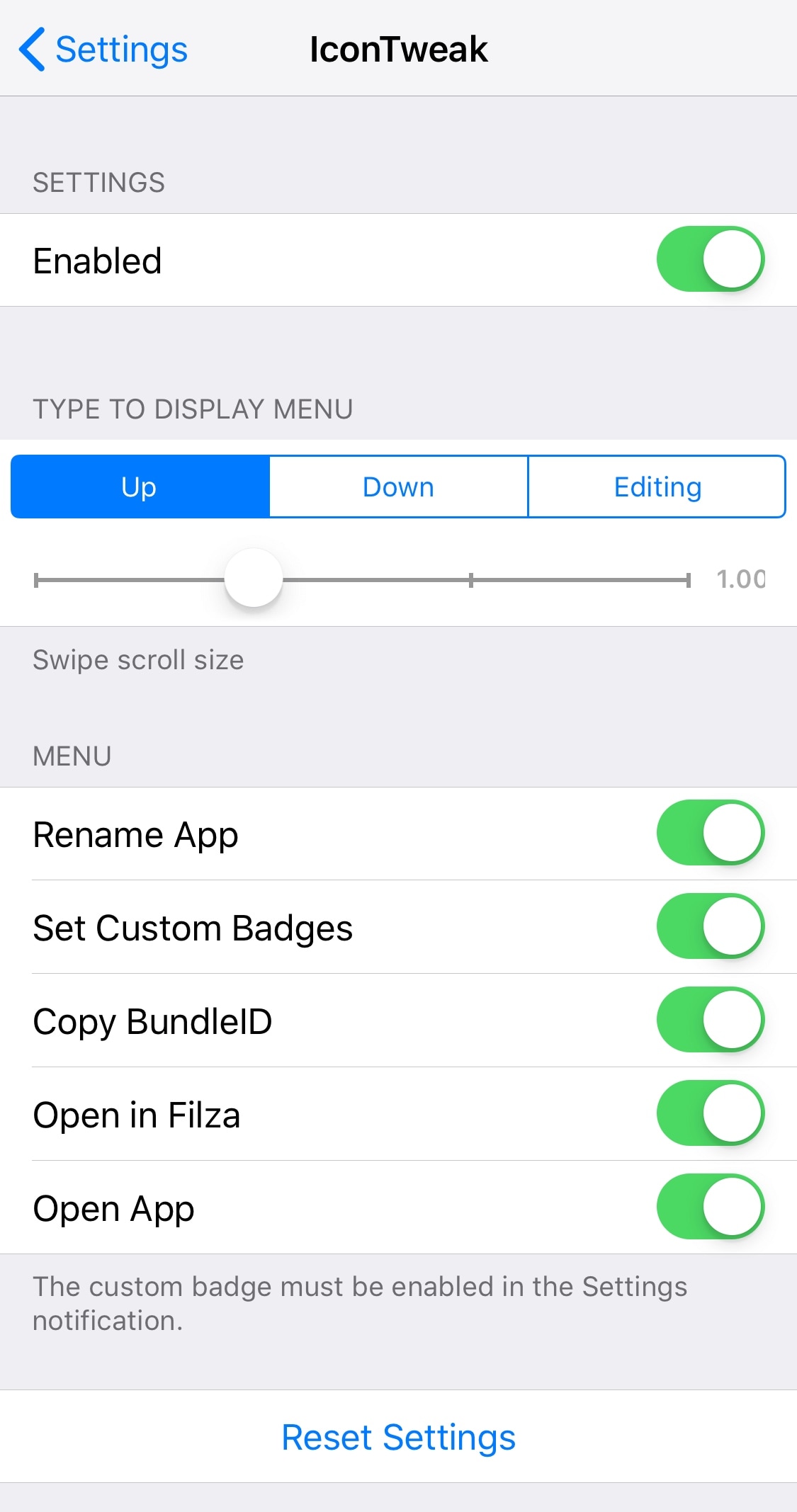 IconTweak settings