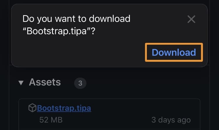 RootHide bootstrap download prompt.