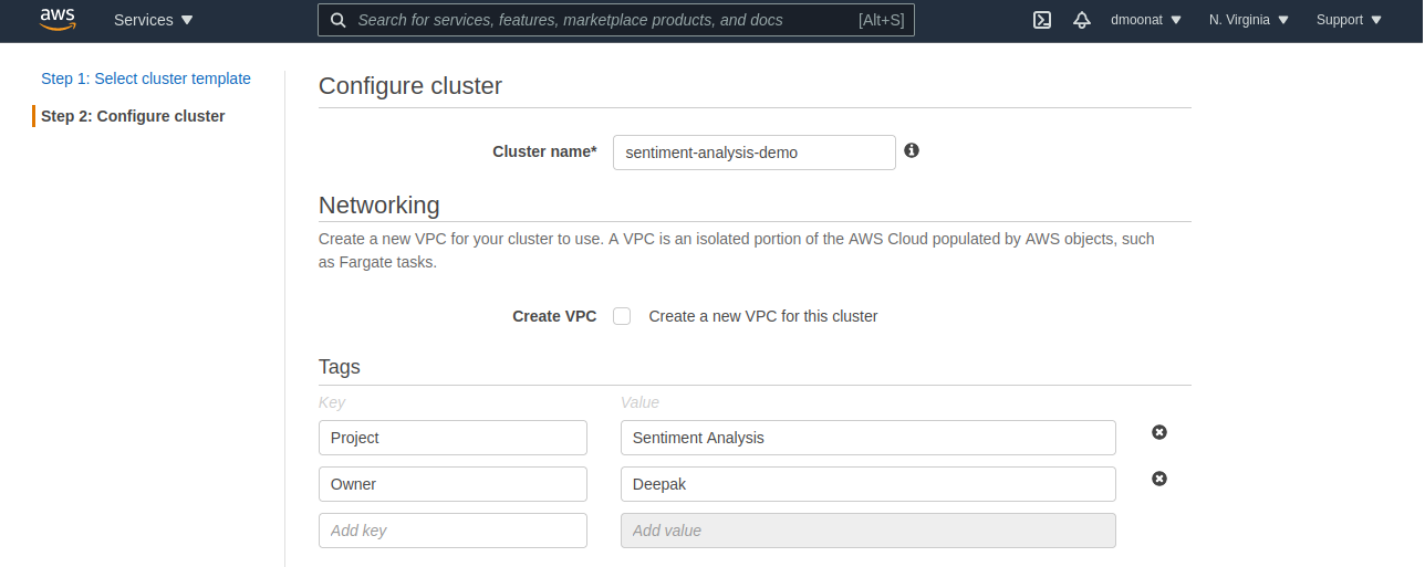 create cluster | aws fargate