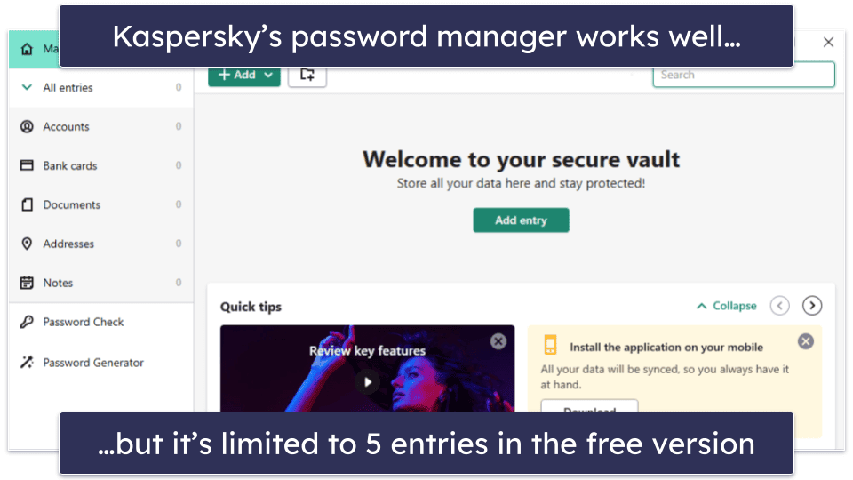 8. Kaspersky Free — Good Range of Free Features