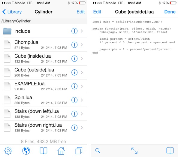 Cylinder lua scripts