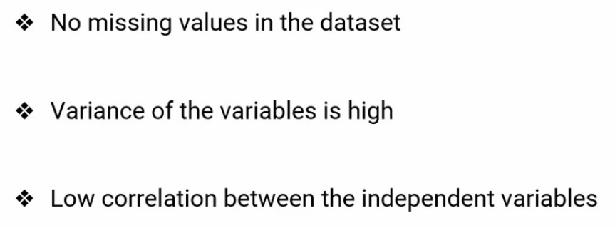 Backward Feature Elimination assumptions