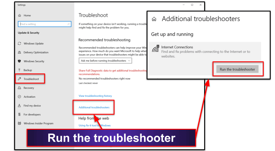 13. Run the Troubleshooter