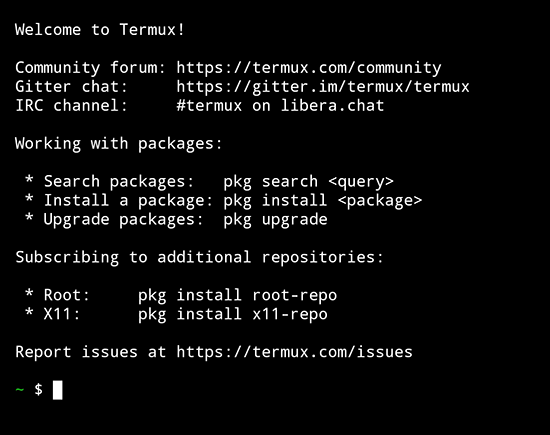 Termux Welcome Screen