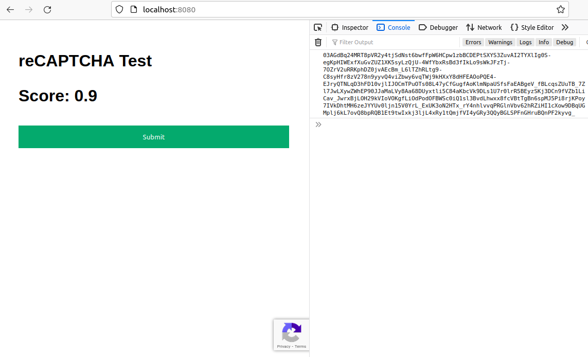 reCAPTCHA test