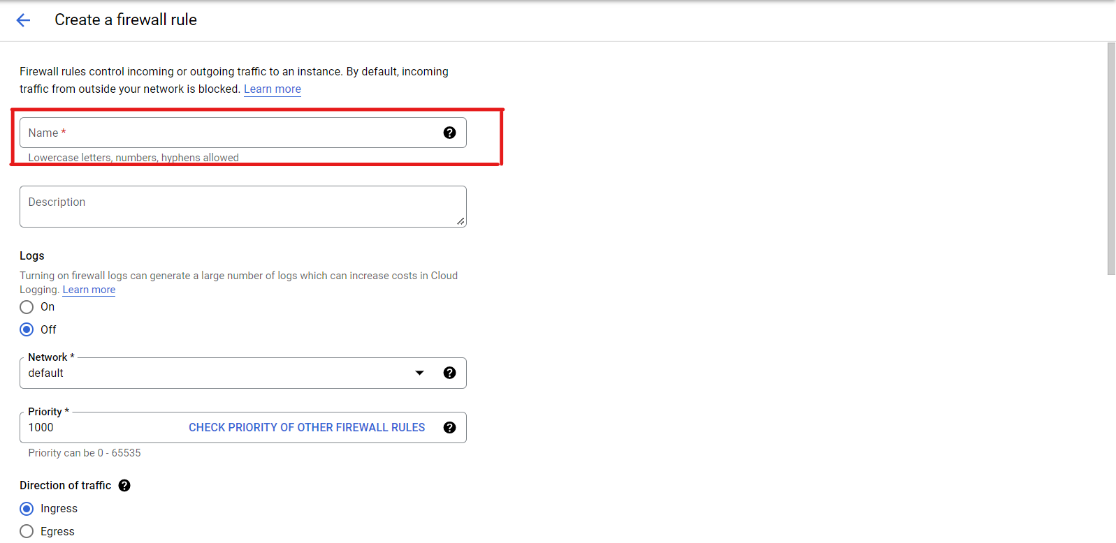 Create Firewall Rule