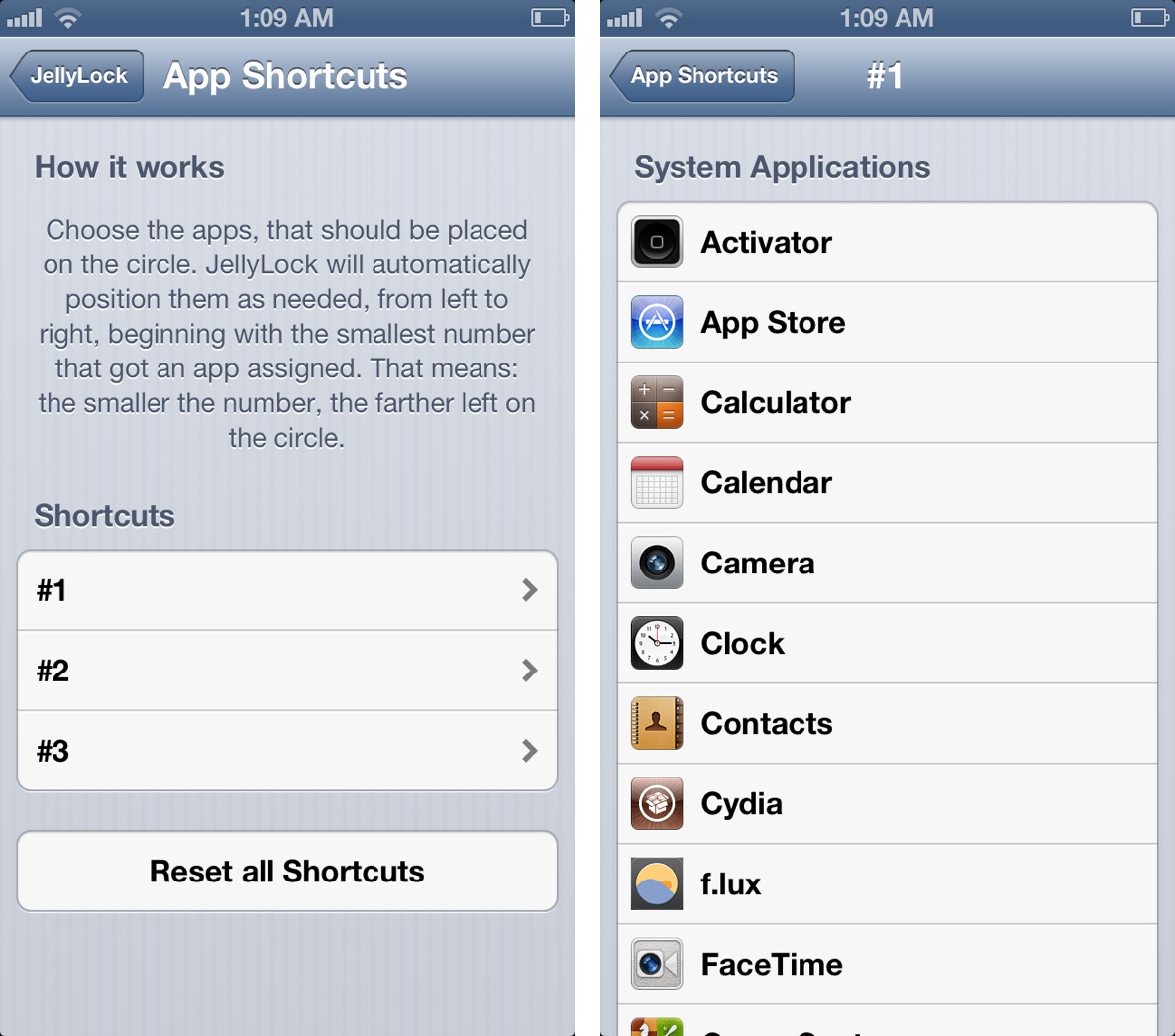 JellyLock App Shortcuts