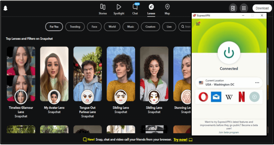 🥇1. ExpressVPN — Best VPN for Accessing Snapchat in 2024