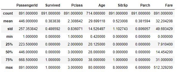 manipulate pandas dataframe describe