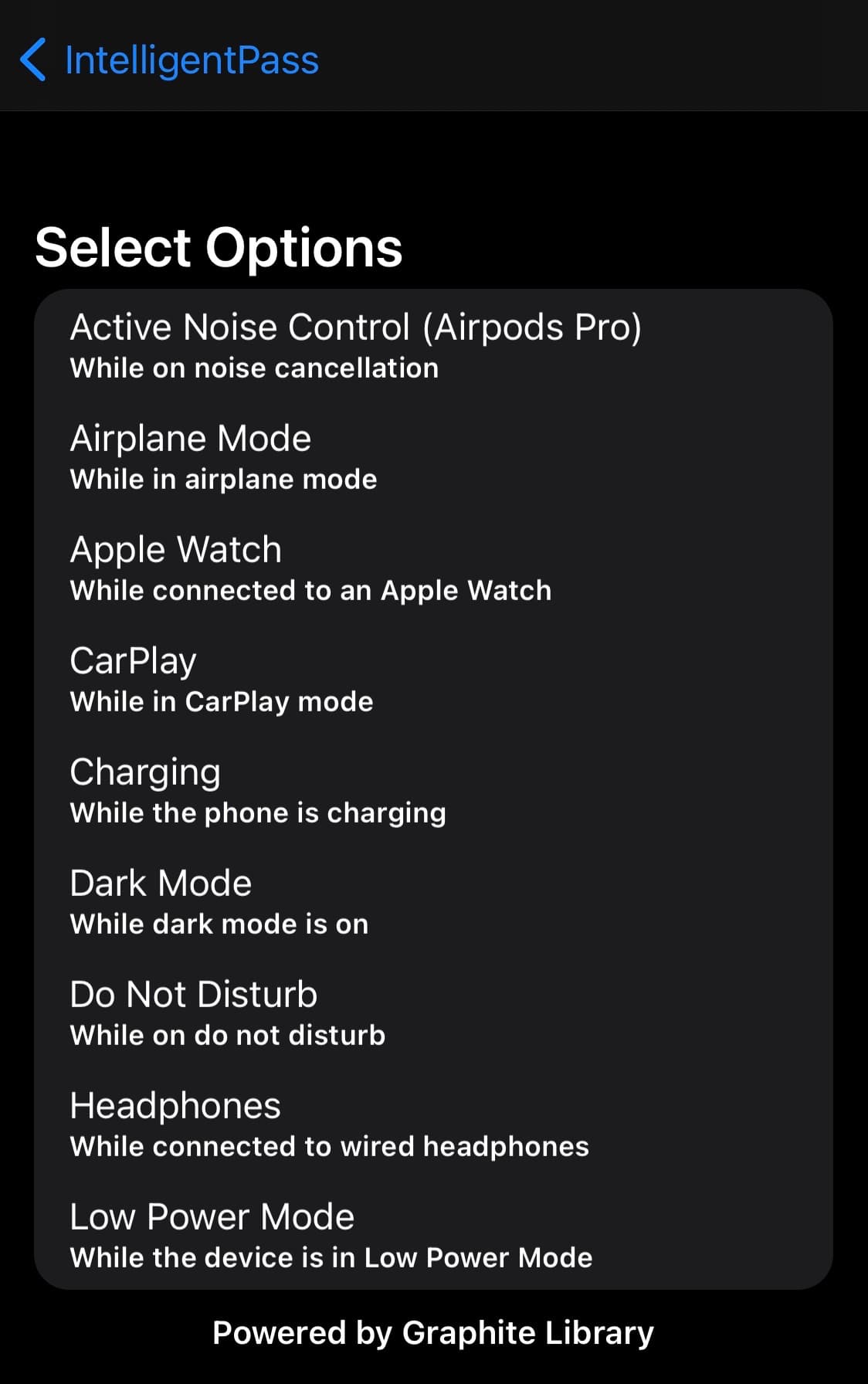 IntelligentPass 5 more settings.