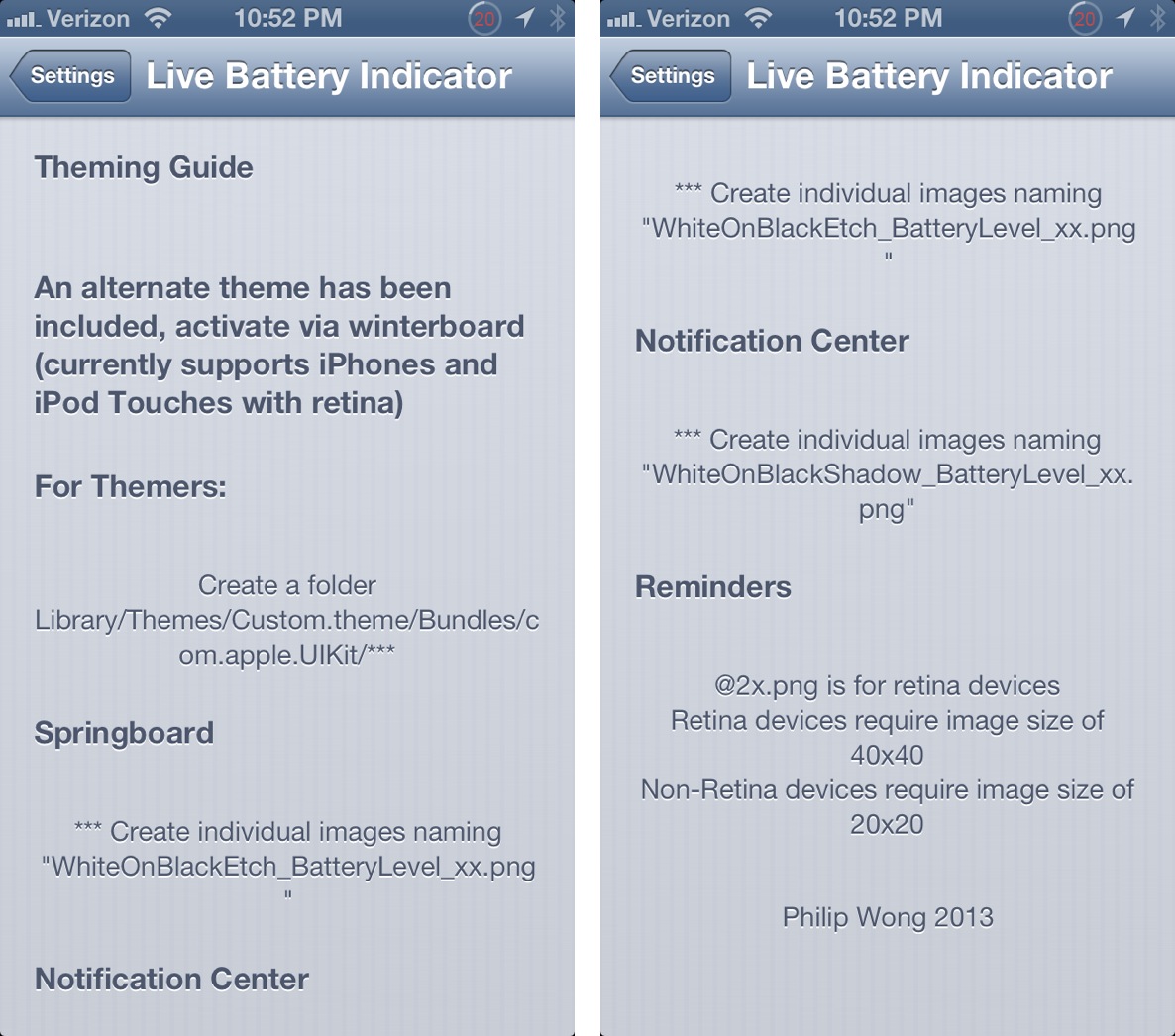 Live Battery Indicator Theme instructions