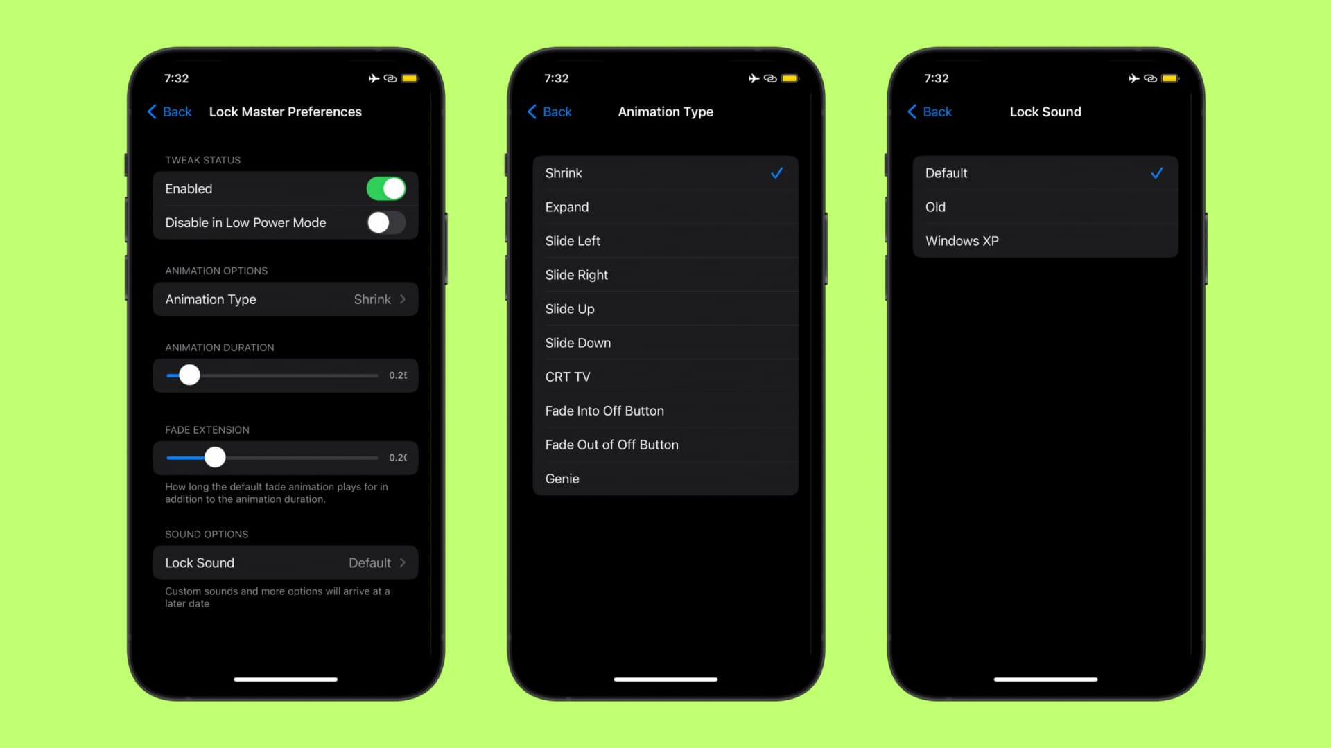 Lock Master options to configure.