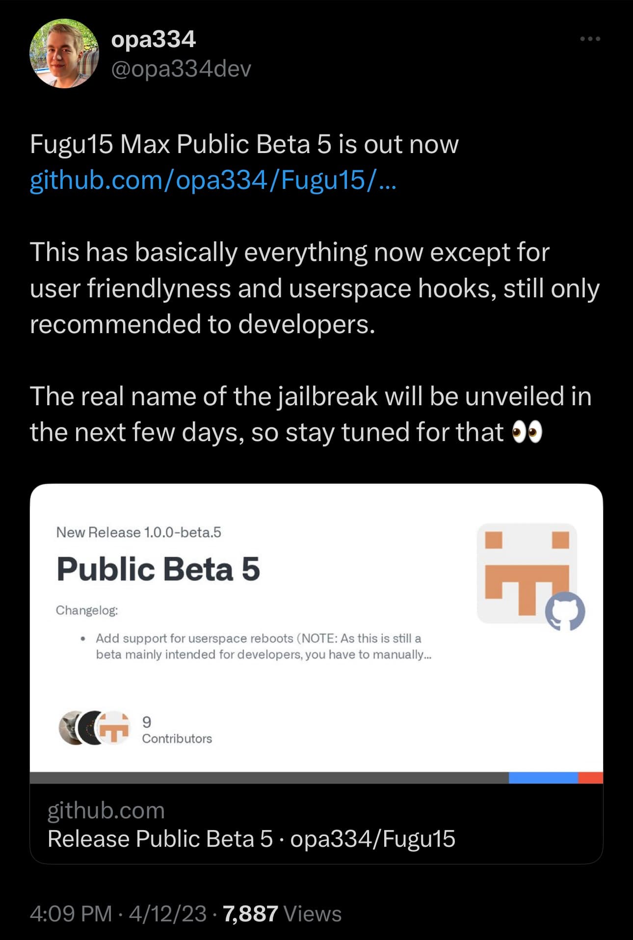 Fifth Fugu15 Max public beta released by opa334.