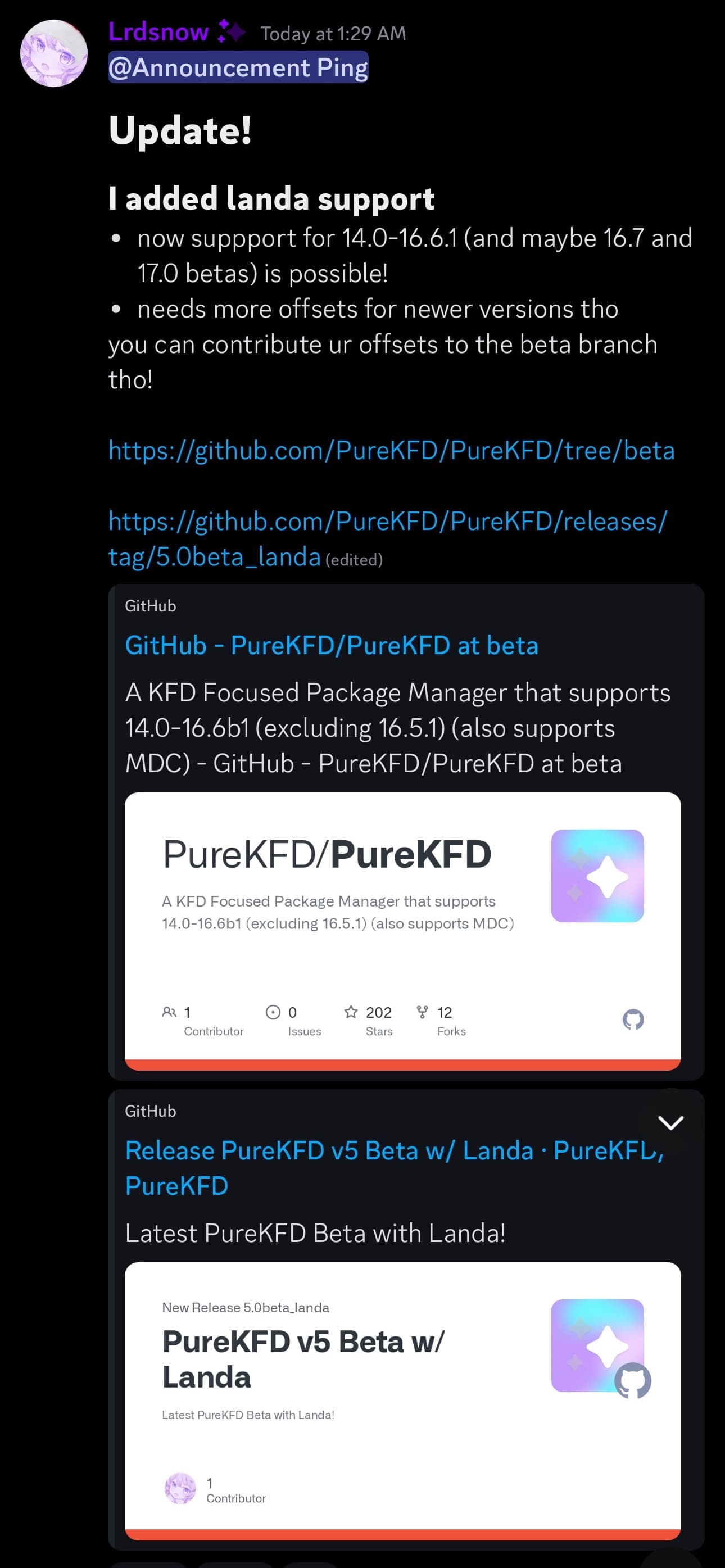 PureKFD puaf_landa support.