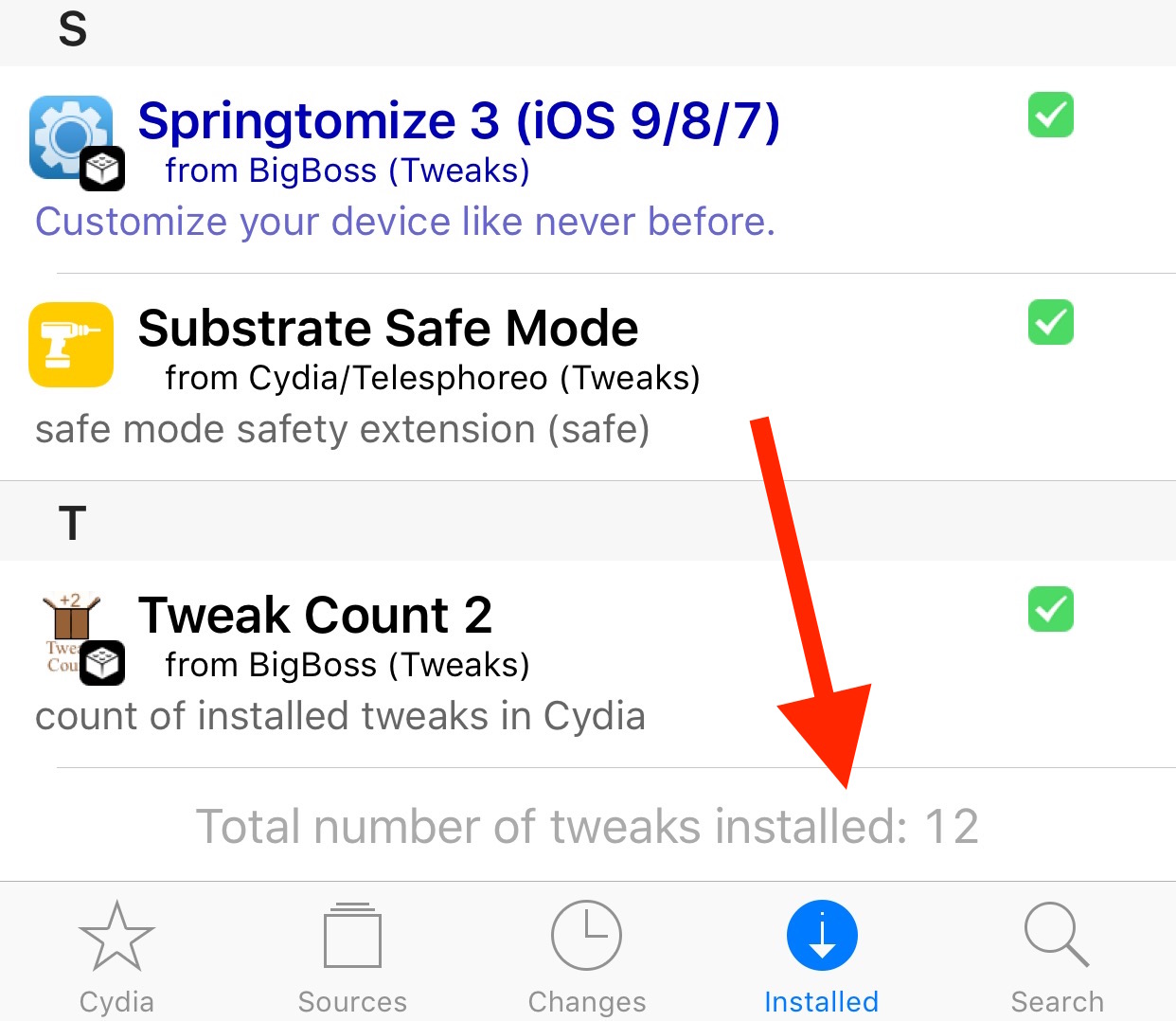 Tweak Count 2 Cydia