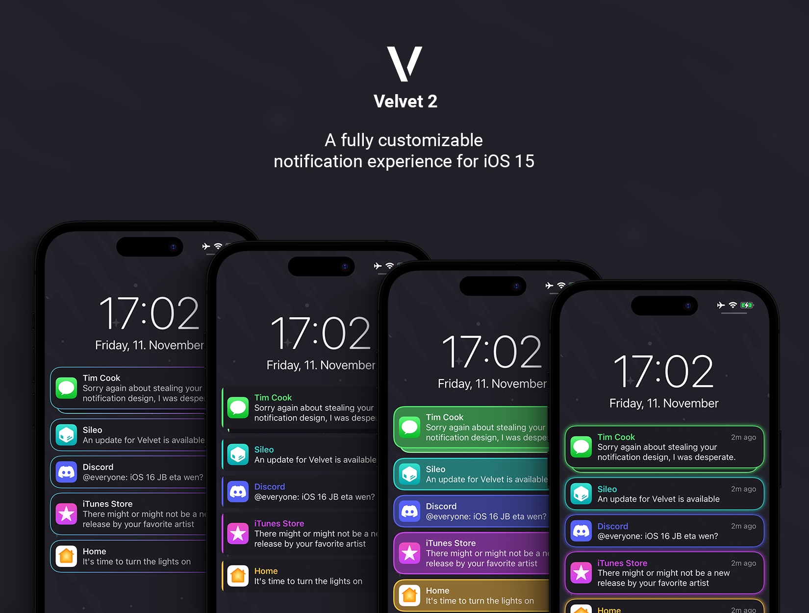 The Velvet 2 jailbreak tweak lets jailbroken iOS 15 users customize their banner notifications.