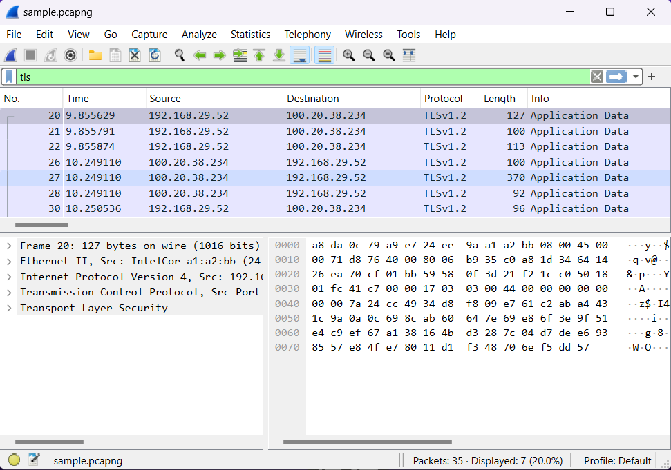 TLS in wireshark