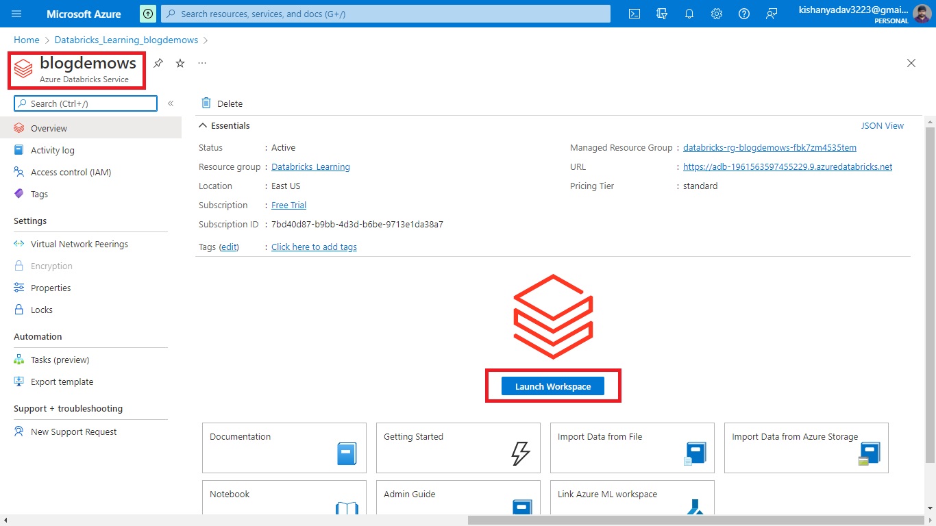 Azure Databricks Service| Step 2.6