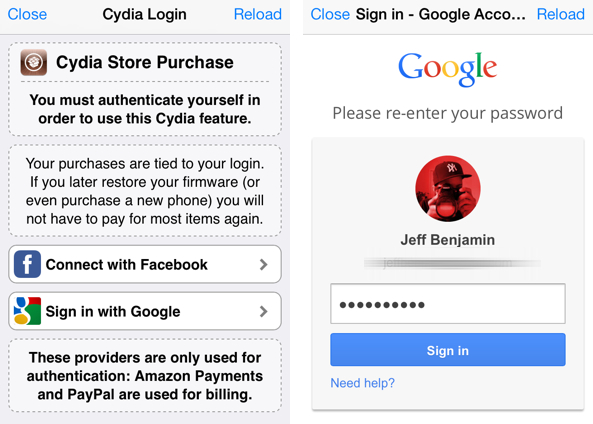 Cydia Authentication Login