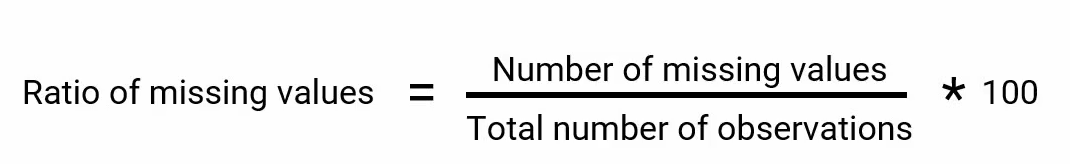 Missing Value Ratio formula