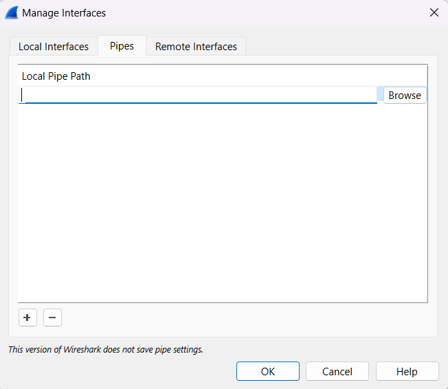 Manage Interfaces option in Wireshark