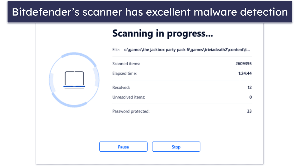 🥈2. Bitdefender — Lightweight Scanner With an Automatic Gaming Mode