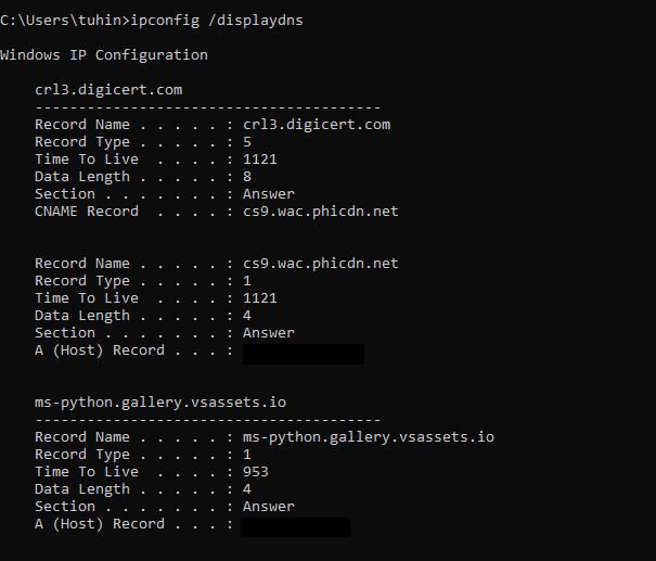 ipconfig /displaydns