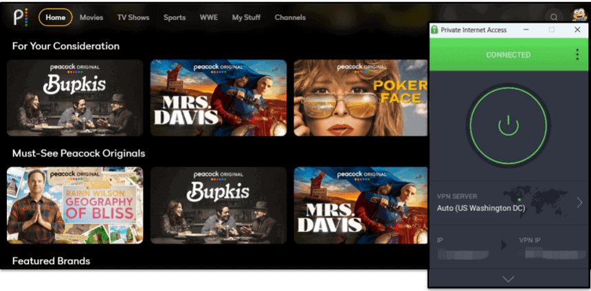 🥈2. Private Internet Access — Advanced Security &amp; Privacy for Watching Peacock TV