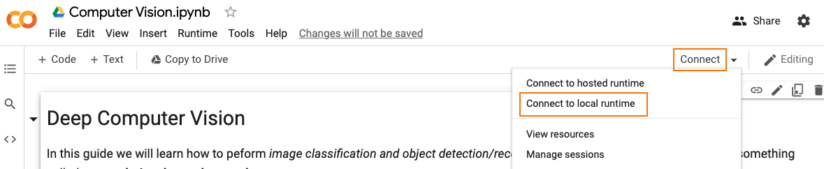 Using local runtimes colab tips 