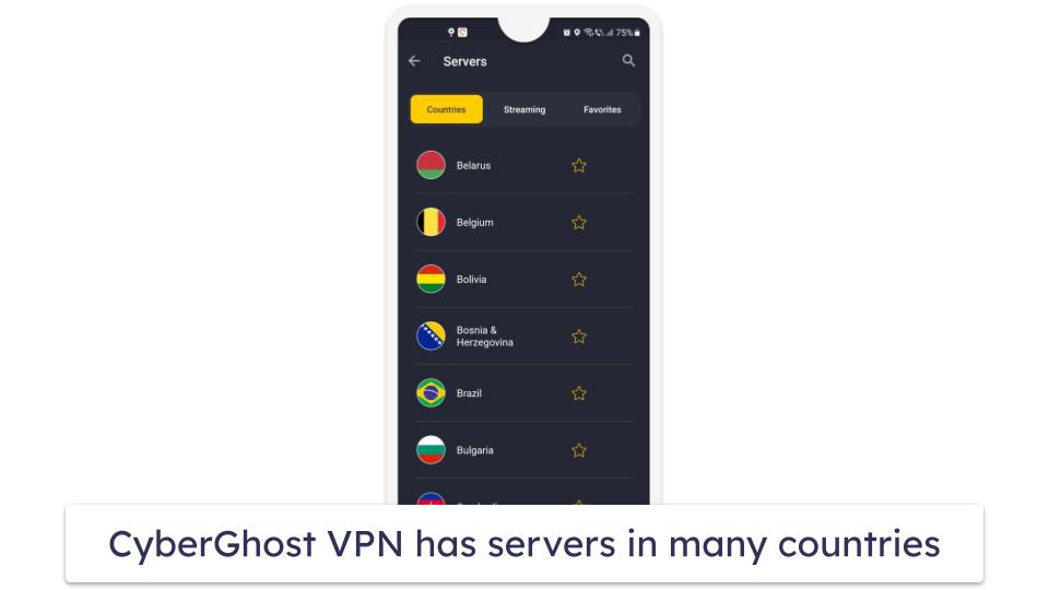 🥉3. CyberGhost VPN — Great for Masking Android Location With Huge Server Network