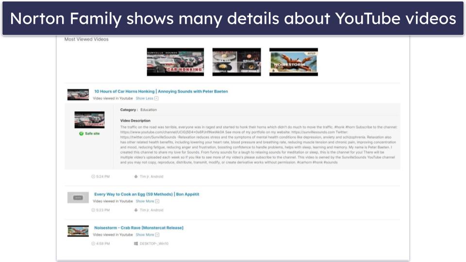 🥈2. Norton Family — Top-Notch Video Supervision Tool for YouTube