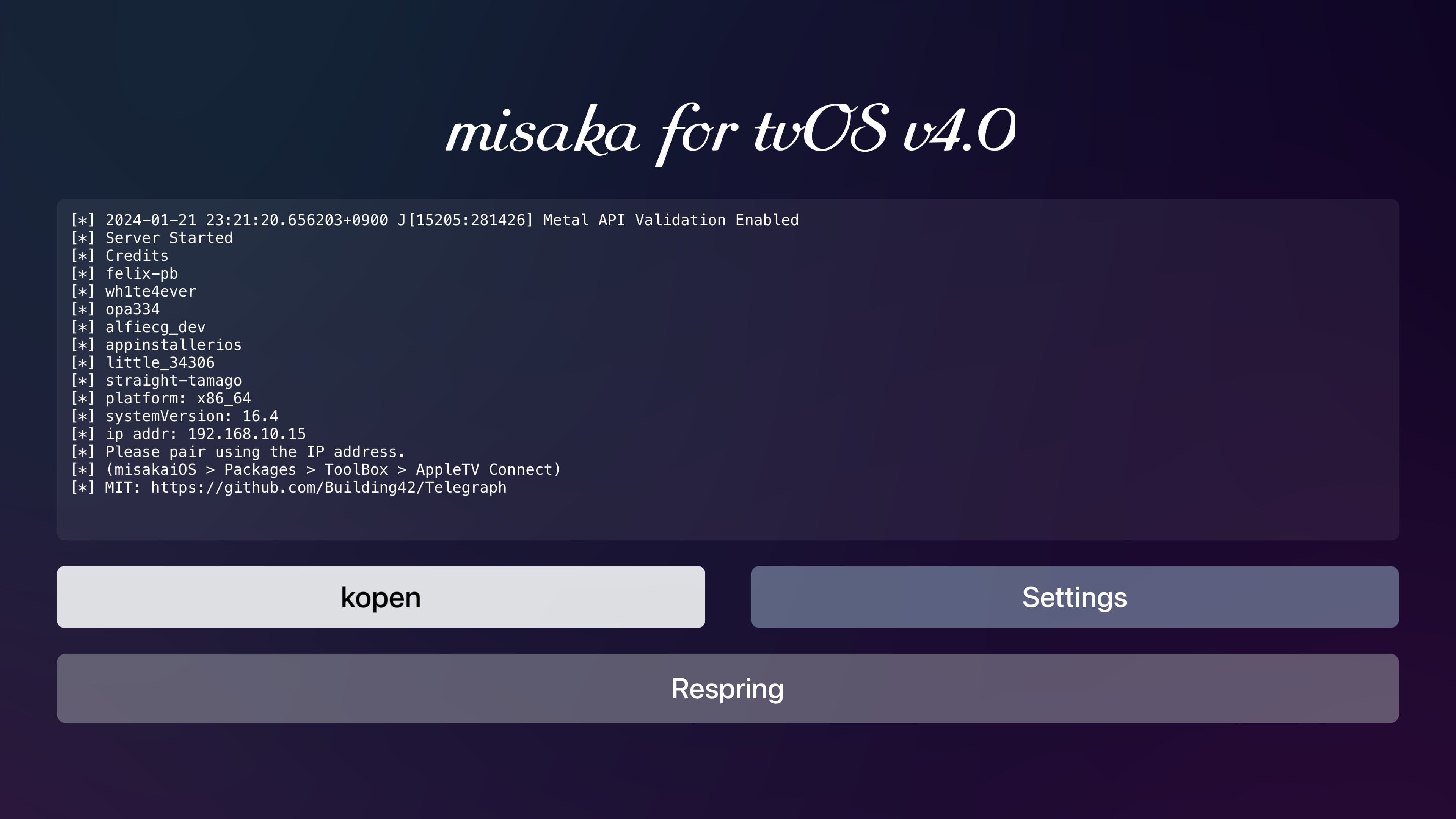 Redesigned Misaka for tvOS.