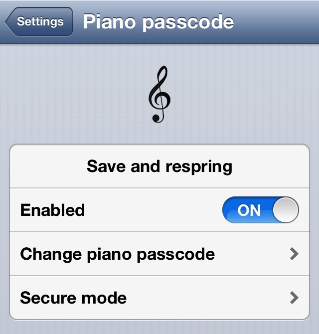 Piano Passcode Settings