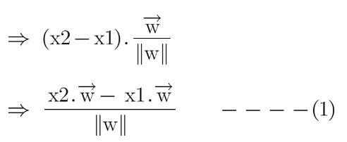 Dot product of two vectors: (x2-x1) and w