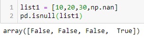 manipulate pandas dataframe isnull