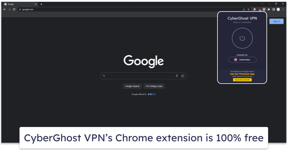 🥈2. CyberGhost VPN — Best Free VPN Extension for Google Chrome