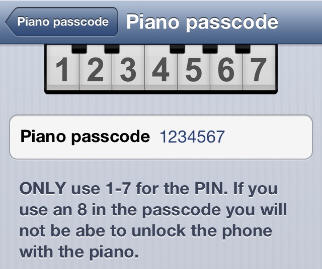 Piano Passcode Config