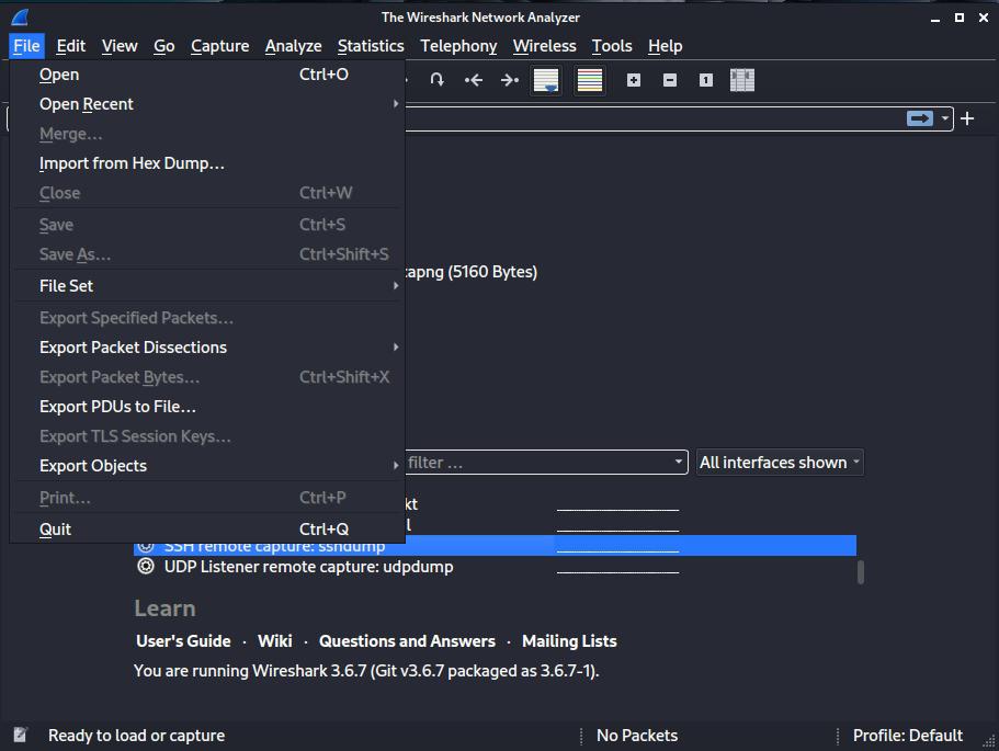 Open capture in Linux