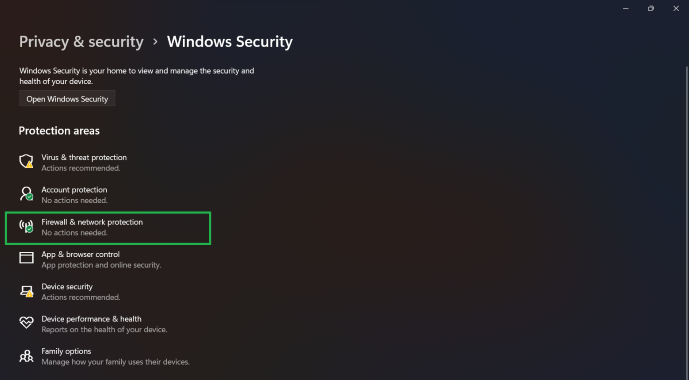 Firewall & network protection.