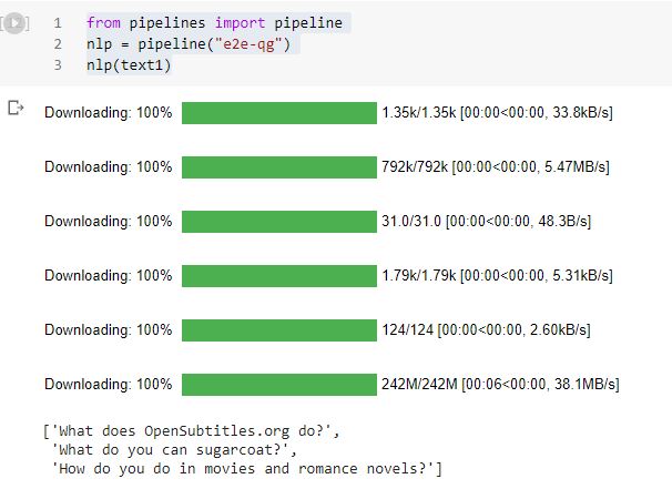 nlp pipeline output