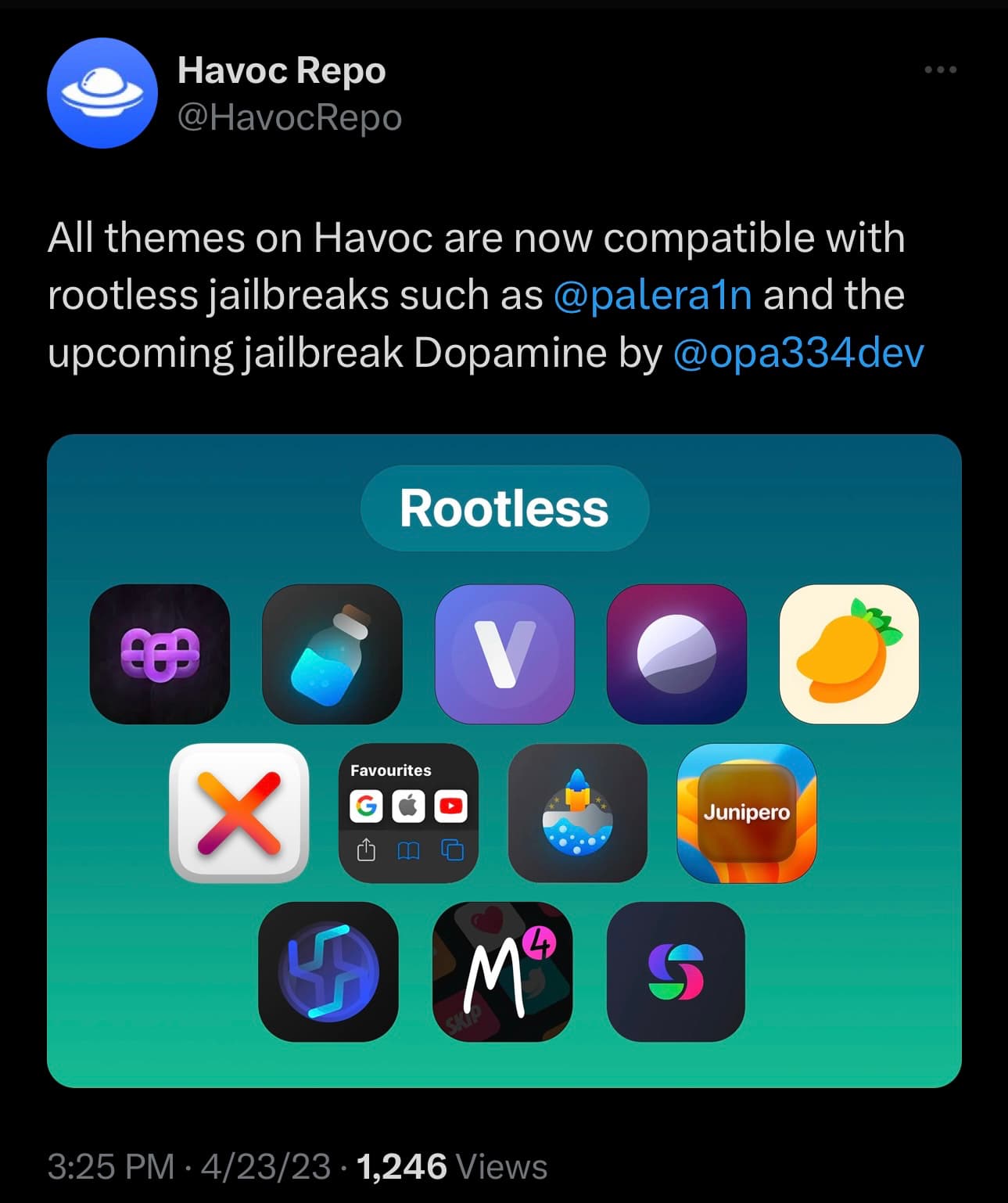 Havoc rootless jailbreak theme support.