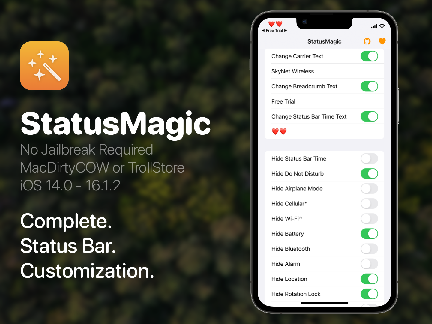 Customize Status Bar without a jailbreak with StatusMagic.