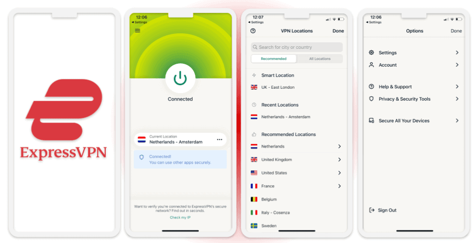 🥇1. ExpressVPN — Best VPN for iOS in 2024