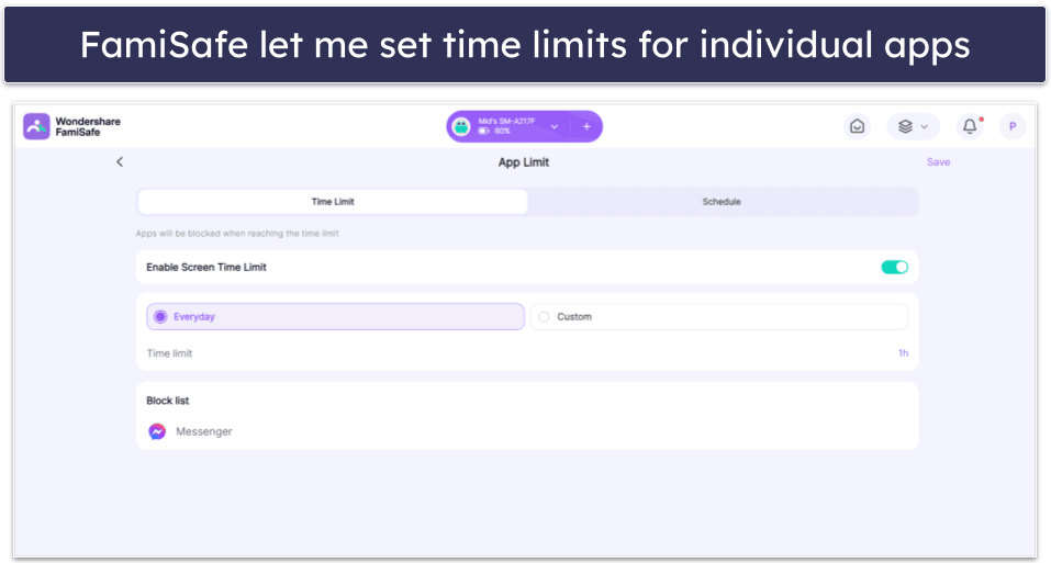 4. FamiSafe — Great Option for App-Specific Time Controls