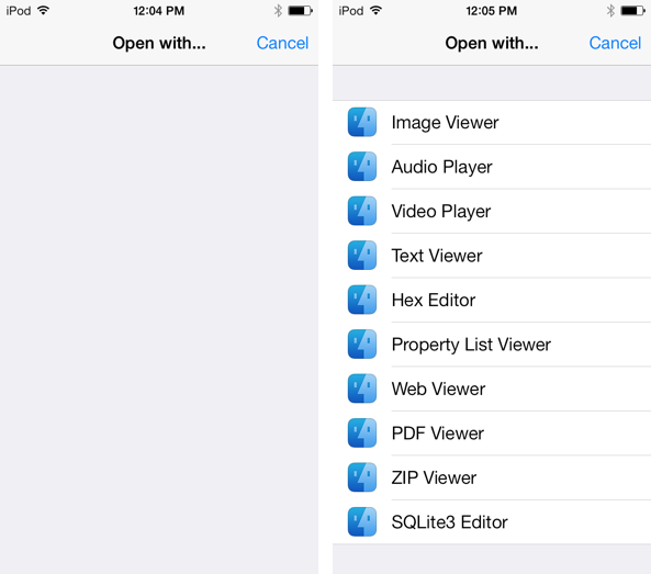 iFile Open With Before and After