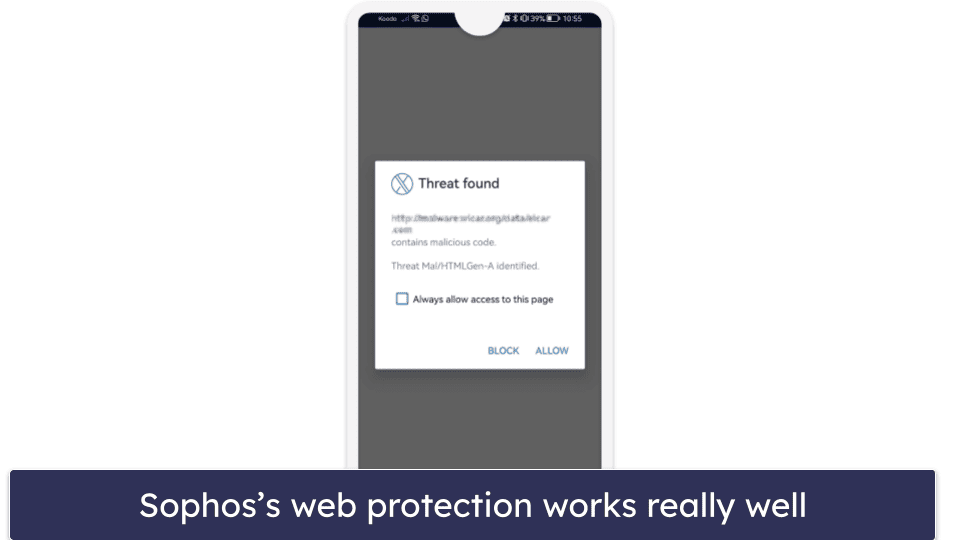 8. Sophos Intercept X for Mobile — Effective Free Antivirus With Customizable Protections