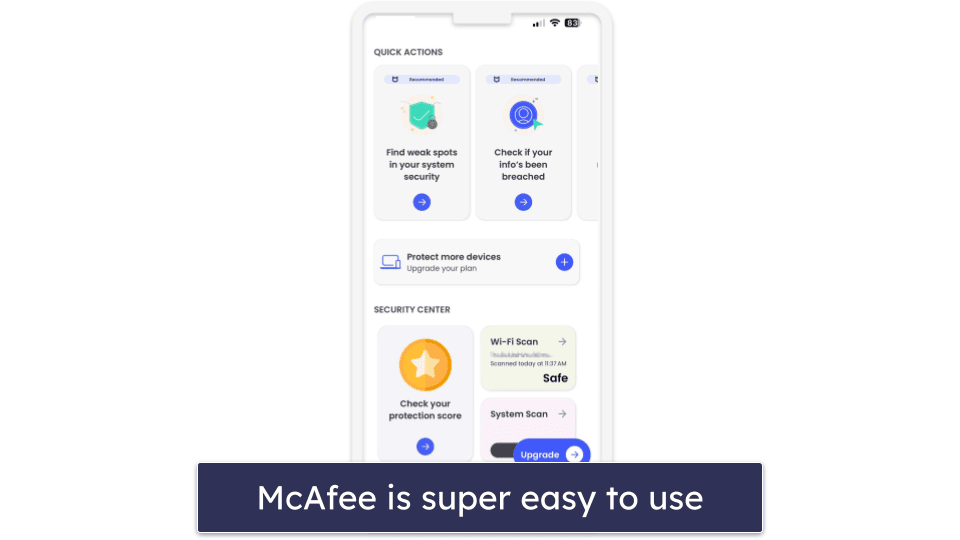 🥉3. McAfee Mobile Security – Great Phishing Protection for iPhones + iPads