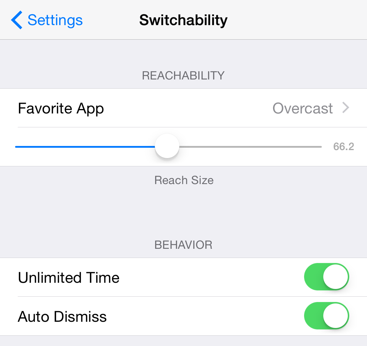 Switchability Settings