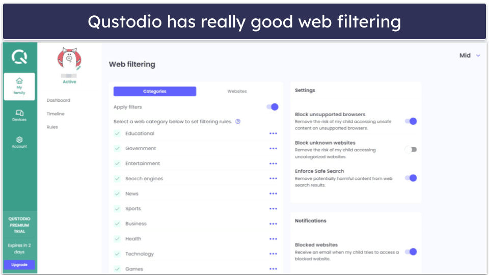 🥇1. Qustodio — Comprehensive Suite of Features for Monitoring Teens